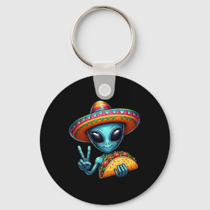 Alien Eating Taco Cinco De Mayo Sombrero Mexican F Schlüsselanhänger