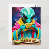 Alien Eating Tacos Postkarte (Vorne/Hinten)