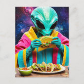 Alien Eating Tacos Postkarte (Vorderseite)
