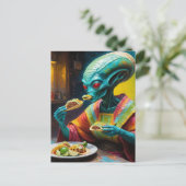 Alien Eating Tacos Postkarte (Stehend Vorderseite)