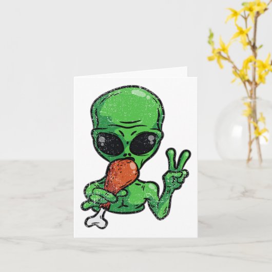 Alien Eating Turkey Erntedank Day Funny Ufo Fal Karte (Gelbe Blume)