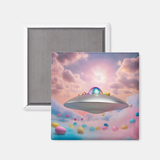Alien Egg Delivery: Funny Osterfantasy Magnet (Vorderseite/Rückseite)