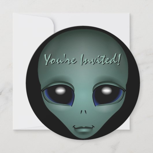 Alien Einladungen Personalisierte Niedliche Alien  (Vorderseite)