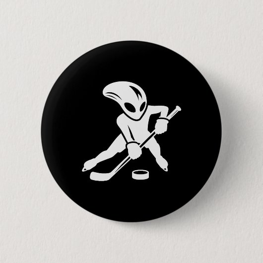 Alien-Eishockeyspieler coole Cartoonfigur Button (Vorderseite)
