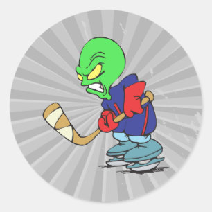 Alien Eishockeyspieler Runder Aufkleber