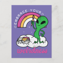 Alien Embrace Your Wierdness Postcard Postkarte
