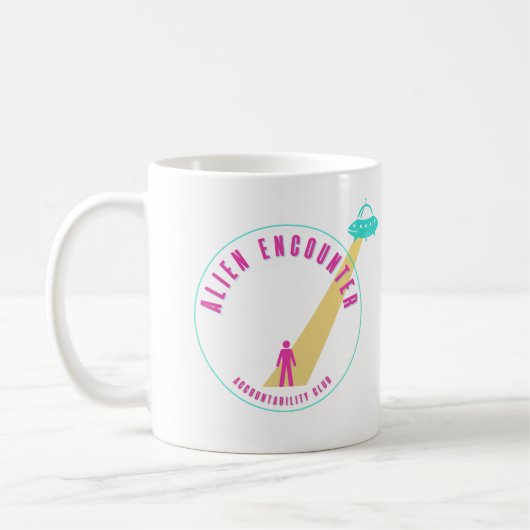 Alien Encounter Club Funny Pink & Aquamarin Graphi Kaffeetasse (Links)