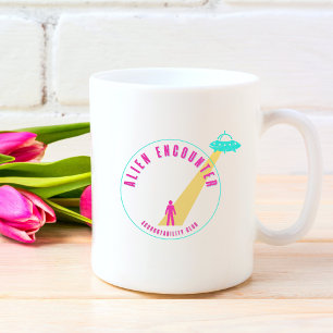Alien Encounter Club Funny Pink & Aquamarin Graphi Kaffeetasse