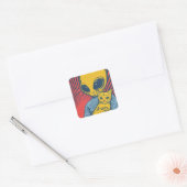 Alien Encounters: Pop Art Tribute with Friendship Quadratischer Aufkleber (Umschlag)