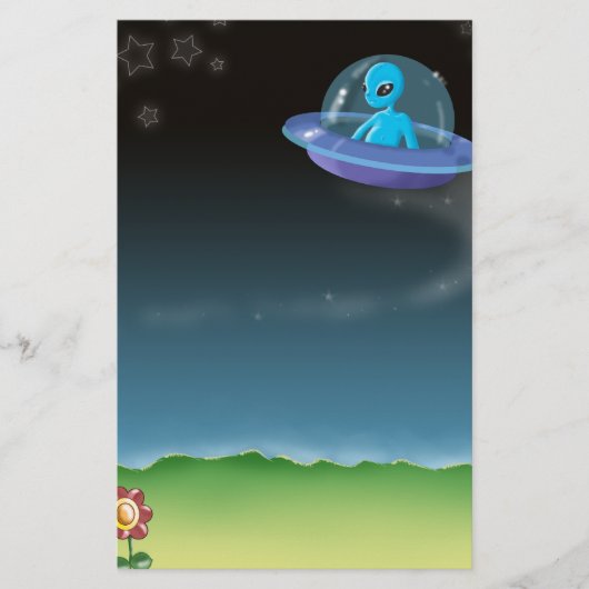 Alien entdeckt eine Blume der hübschen Erde Briefpapier (Vorderseite)