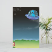 Alien entdeckt eine Blume der hübschen Erde Briefpapier (Stehend Vorderseite)