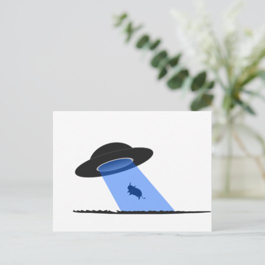Alien Entführung einer Kuh - UFO Postkarte (Stehend Vorderseite)