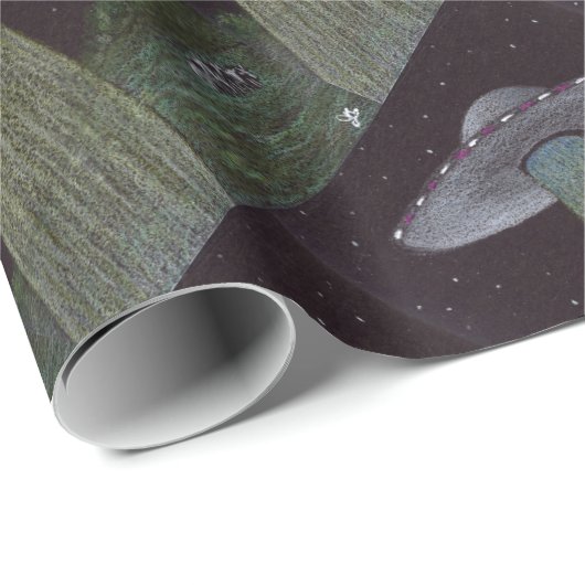 Alien Entführung Geschenkpapier (Rolleneckpunkt)