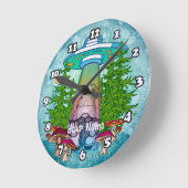 Alien Entführung Gnome Runde Wanduhr (Winkel)