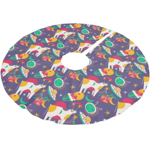 Alien Entführung Polyester Weihnachtsbaumdecke (Schrägansicht)