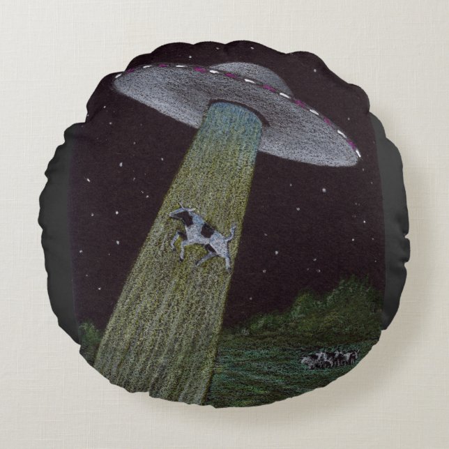 Alien Entführung Rundes Kissen (Vorderseite)
