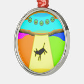 Alien Entführung Silbernes Ornament (Links)