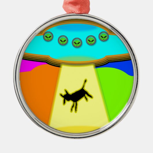 Alien Entführung Silbernes Ornament (Vorne)