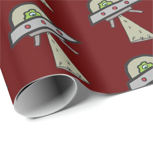 Alien Entführung UFO Flying Saucer Geschenkpapier (Rolleneckpunkt)