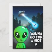 Alien Entführung und glückliche Halloween-Erdlinge Einladung (Rückseite)