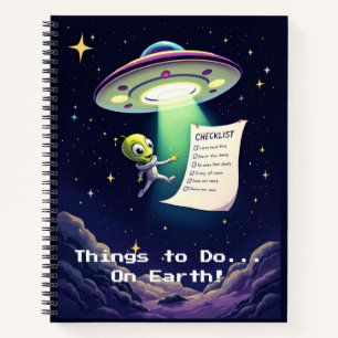 Alien-Entführungs-Checkliste   Whimsical Retro-Sci Notizblock