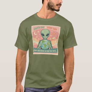 Alien-Erde-Tag – Retro-Mid-Century-Weltraum T-Shirt