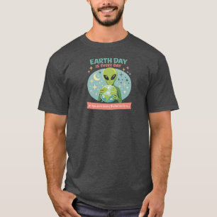 Alien-Erde-Tag – Retro-Mitteljahrhundert-Weltraum T-Shirt