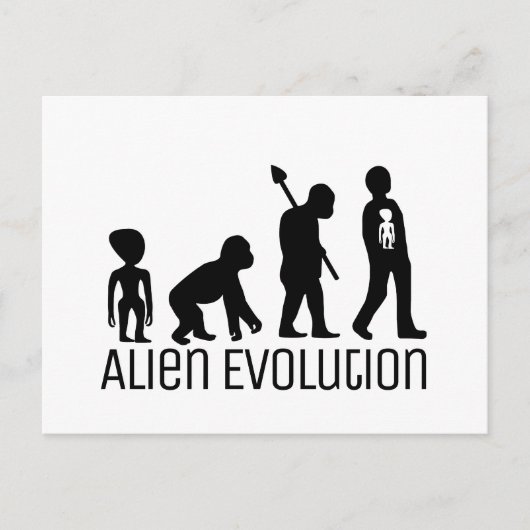 Alien Evolution, extraterrestrische Alien Postkarte (Vorderseite)