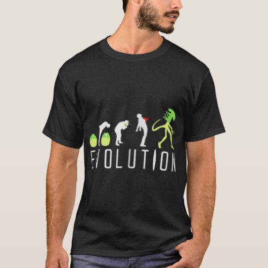 Alien Evolution Funny Sci-Fi Design T-Shirt (Vorderseite)