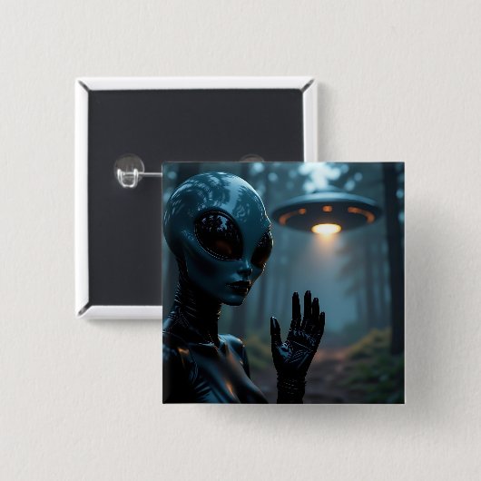 Alien Extraterrestrik und UFO Button (Vorne & Hinten)