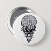 Alien Face, Afrikanische Schädelfaust Wiederaufbau Button (Vorne & Hinten)