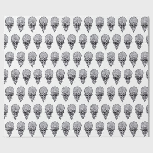 Alien Face, Afrikanische Schädelfaust Wiederaufbau Geschenkpapier (Flach)