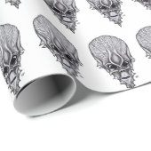 Alien Face, Afrikanische Schädelfaust Wiederaufbau Geschenkpapier (Rolleneckpunkt)