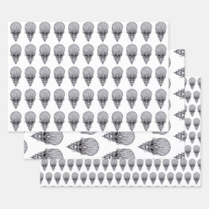 Alien Face, Afrikanische Schädelfaust Wiederaufbau Geschenkpapier Set