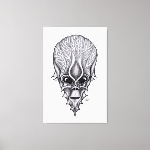 Alien Face, Afrikanische Schädelfaust Wiederaufbau Leinwanddruck