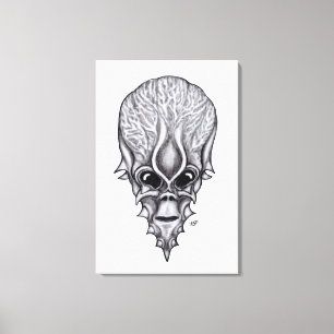 Alien Face, Afrikanische Schädelfaust Wiederaufbau Leinwanddruck
