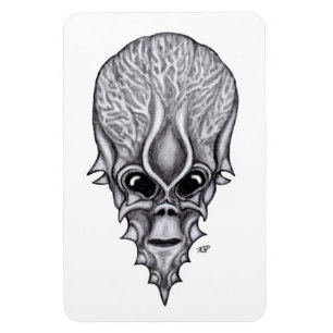 Alien Face, Afrikanische Schädelfaust Wiederaufbau Magnet