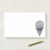 Alien Face, Afrikanische Schädelfaust Wiederaufbau Post-it Klebezettel (Auf Schreibtisch)