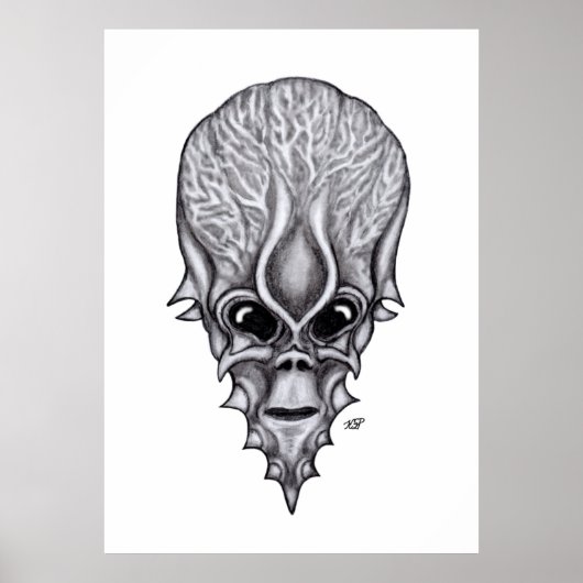 Alien Face, Afrikanische Schädelfaust Wiederaufbau Poster (Vorne)