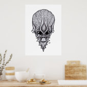 Alien Face, Afrikanische Schädelfaust Wiederaufbau Poster (Küche)