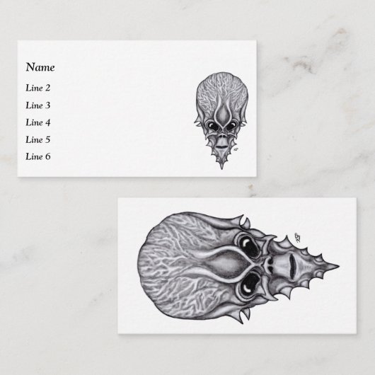 Alien Face, Afrikanische Schädelfaust Wiederaufbau Visitenkarte (Vorne/Hinten)