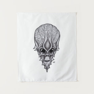 Alien Face, Afrikanische Schädelfaust Wiederaufbau Wandteppich
