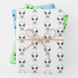 Alien Face Geschenkpapier Set