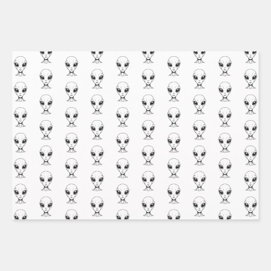 Alien Face Geschenkpapier Set (Vorderseite)