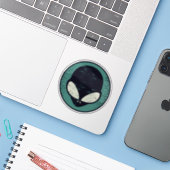 Alien Face Green Alien Martian Head Aufkleber (Laptop mit iPhone)