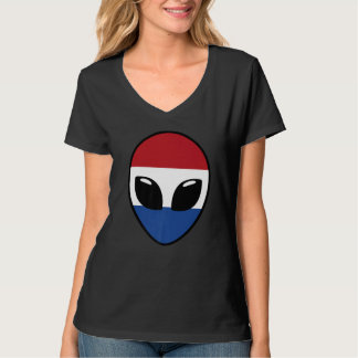 Alien Face Netherlands Holland Dutch Flag T-Shirt