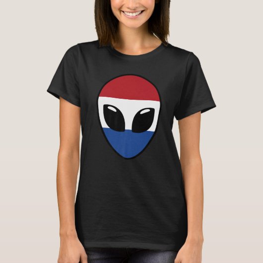 Alien Face Netherlands Holland Dutch Flag T-Shirt (Vorderseite)