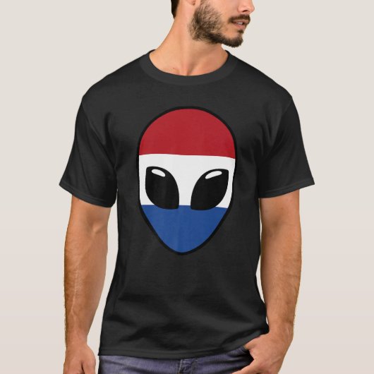 Alien Face Netherlands Holland Dutch Flag T-Shirt (Vorderseite)