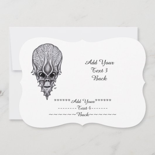 Alien Face , Text hinzufügen Einladung (Rückseite)