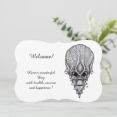 Alien Face , Text hinzufügen Einladung (Stehend Vorderseite)